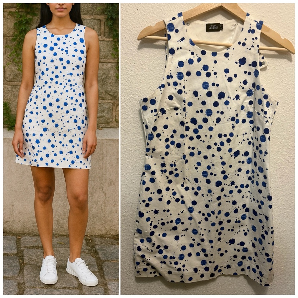 kate spade White Mini Dress w/Blue Spot Print